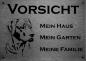 Preview: Edelstahl Warnschild Rhodesian Ridgeback VORSICHT Mein Haus mein Garten meine Familie